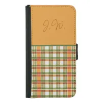 Orange and Green Gingham Samsung Galaxy S5 Wallet Case