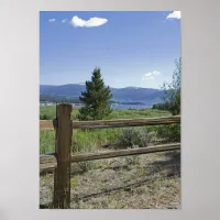 Rustic Wooden Fence and Mountains Poster