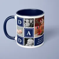 Dad We Love You Navy Blue Custom Photo Collage Mug