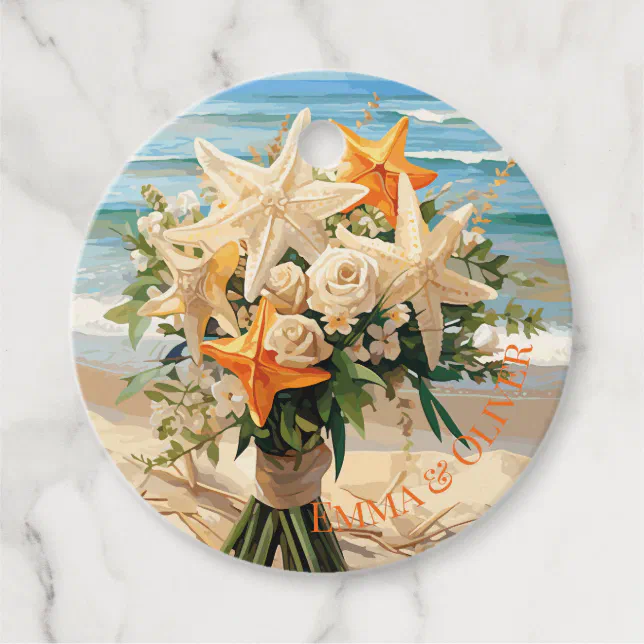 Beach Wedding Starfish Bouquet Favor  Favor Tags