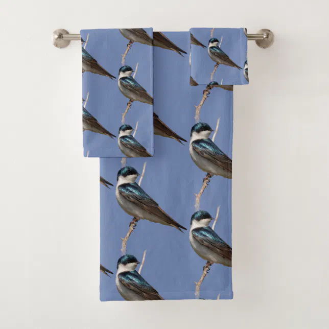 Sunlit Profile of a Tree Swallow Songbird Bath Towel Set