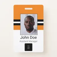 Custom Employee Name, Photo, Bar Code, Logo Badge