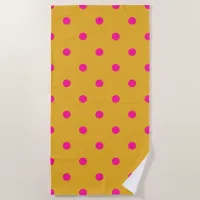 Hot Pink and Orange Polka Dot Beach Towel