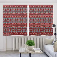 Southwest Mesas Turquoise & Red Geometric 50x63in Blackout Curtains