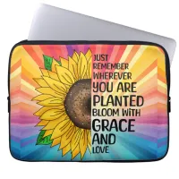 Inspirational Quote and Hand Drawn Sunflower Laptop Sleeve