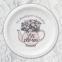 Let's Par-Tea Floral Teapot Girls Birthday Paper Plates
