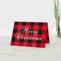 Red and Black Buffalo Plaid Family Photo Holiday Card