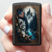 Snow Leopard Watches Over The Snowy Mountains Zippo Lighter