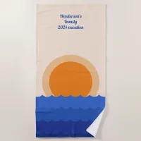 Ocean sunset minimalist scene beach towel