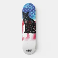 *~* Military COSMIC CAT Red White Blue Flag Skateboard