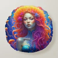 Portrait of a girl from Atlantis  Round Pillow