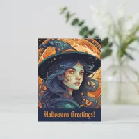 Halloween Witch Theme Greetings Postcard