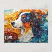 Border Collie Paper Quilling Art Dog Portrait Postcard