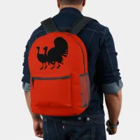 Silhouette of Turkeys Printed Backpack