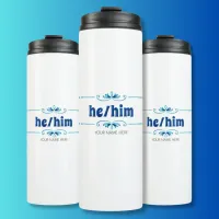 He Him Shades of Blue Filigree  Thermal Tumbler