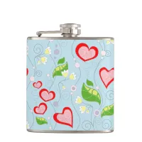 Fun Colorful Hearts and Flowers Flask