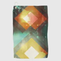 Seventies Orange Abstract Techno Triangles Golf Towel