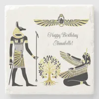 Golden Pharaoh’s Blessing: Ancient Egyptian Art Stone Coaster