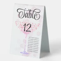 Simple Trendy Champagne Coupe Monogram Wedding Table Tent Sign