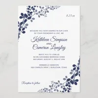 Exquisite Vines Wedding Invitation | Navy Blue