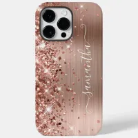 Glittery Rose Gold Glam Modern Girly Signature Case-Mate iPhone 14 Pro Max Case