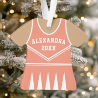 Personalized Coral Cheerleader Uniform Ornament