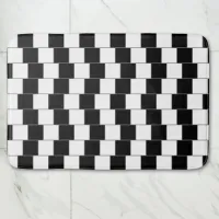 Checkered Pattern Black and White Optical Illusion Bath Mat