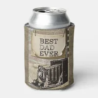 Best Dad Ever Vintage Camera Father's Day Antique Can Cooler