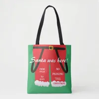 Red Trendy Christmas Santa Pants Gift & Treats Tote Bag