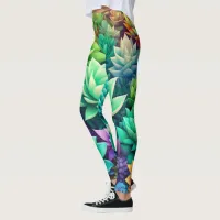 Aloe Vera and Succulents Collage   Leggings