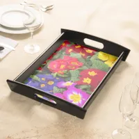 Colorful Springtime Floral Medley of Primulas Serving Tray