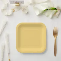 Modern coastal yellow solid paper plates