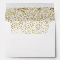 White and Faux Gold Glitter Wedding Envelope