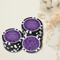 Elegant Daisies in Purple Wedding Poker Chips