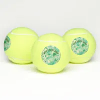 Elegant Dandelion Monogram Green and White | Tennis Balls