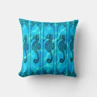 Black and White Seahorse - Water Effect Throw Pillow