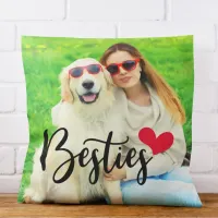 Cute Dog Mom Besties Red Heart Photo Throw Pillow