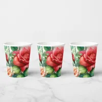 Whimsical Rose Pattern Paper Cups