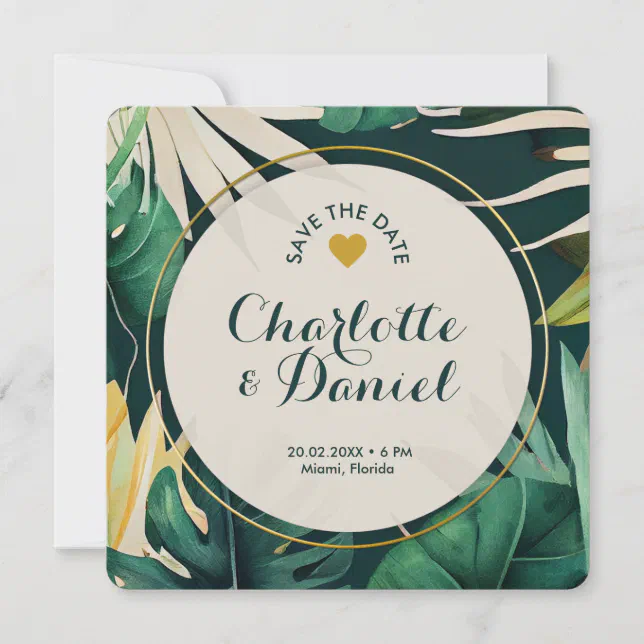 Topical Leaves Pattern | Wedding | Save The Dates  Invitation