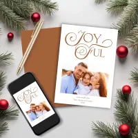 Modern Terracotta Christmas Joyful Christmas Photo Holiday Card