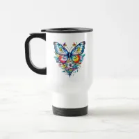 Butterfly and Floral Heart Personalized Travel Mug