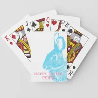 Simple Cute Blue Bunny Rabbit Easter Poker Cards