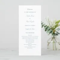 White Dusty Blue Wedding Program