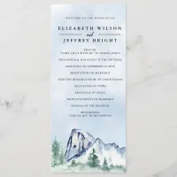 Rustic Watercolor Pine Forest Winter Wedding  Program