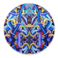 Contemporary Blue Abstract Watercolor Pattern Ceramic Knob