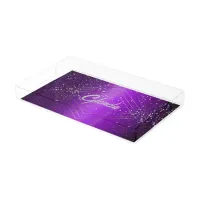 Modern Purple Brushed Metal with Silver Monogram | Acrylic Tray