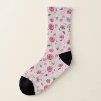 Pink& Purple Floral Vine Socks