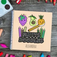 Fruits Doodles cute colorful watercolor Sketchbook Notebook