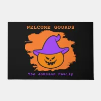 Halloween Party Eerie Jack o' Lantern Purple Hat Doormat