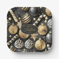 Black Gold Christmas Pattern#12 ID1009 Paper Plates